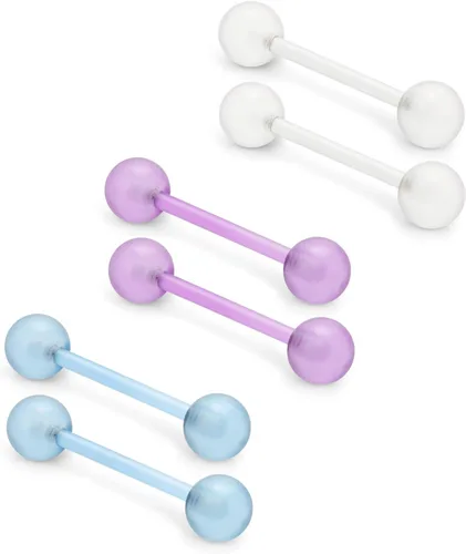 Miniatura 9 de Ftovosyo - Retenedor recto de aro para lengua o pezón calibre 14 G de 5/8 de pulgada (16 mm) que brilla en la oscuridad, de acrílico flexible; joyas