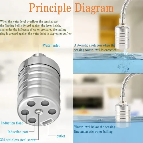 Miniatura 3 de Válvula de control automático de nivel de agua con flotador, válvula de bola de flotador de 12,7 mm y 19 mm con llenado automático y apagado