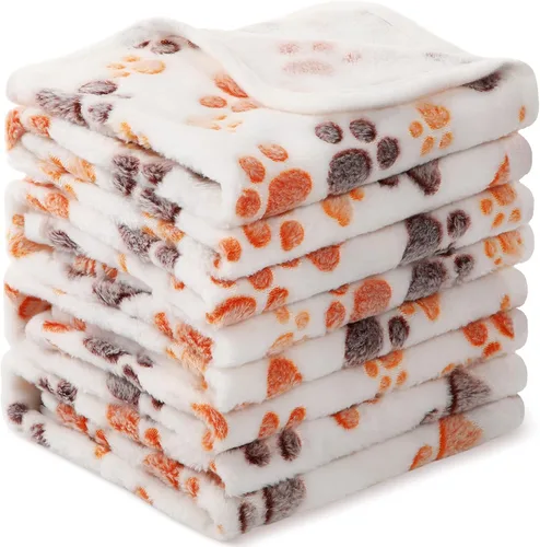 Miniatura 7 de Tatuo Paquete de 4 mantas de forro polar para perros cachorros y gatos, tapete de dormir de varios tamaños para mascotas, conejillos de indias, Beige