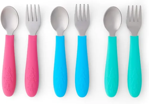 Miniatura 8 de Elk and Friends cubiertos para niños con mango de silicona Cubiertos seguros para niños Utensilios para niños pequeños Cucharas y tenedores