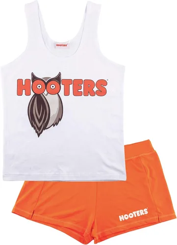 Ripple Junction El traje de Hooters para mujer incluye camiseta blanca y pantalón corto naranja con licencia oficial blancoanaranjado