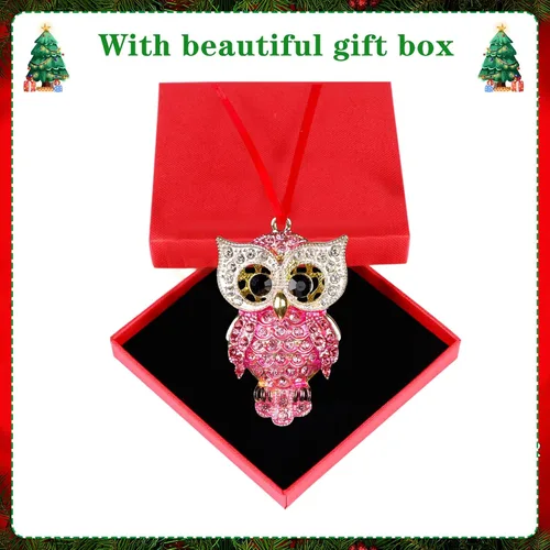 Miniatura 6 de WaaHome Adornos de Navidad de Búho de Metal 2025 - Adornos de Recuerdo de Búho Rosa para Adornos de Árbol de Navidad, Regalos para Mujeres, Niñas
