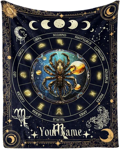 Miniatura 28 de Manta del Zodiaco Acuario para Niños y Niñas, Diseño Temático de Astrología Secreta Impreso, Mantas de Tiro para Niños, Regazo, Silla, Manta Suave