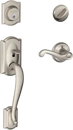 Miniatura 25 de Schlage F60 V CAM 716 ACC - Juego de manijas para puerta de entrada con manija Accent, diseño Camelot, cerradura de entrada con llave de lado único