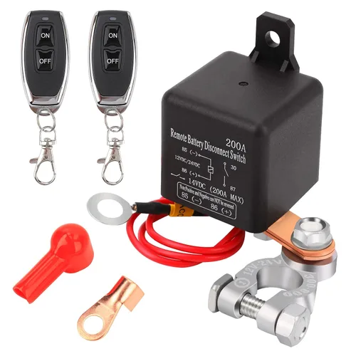Interruptor de Desconexión Remota de Batería de 12V, Interruptor de Corte de Batería para Automóvil, Control Remoto Mejorado de 200A, Interruptor de