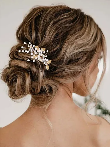 Miniatura 8 de Catery Pearl Bride Wedding Hair Vines Wedding Hair Pieces Wedding Hair Pieces Bridal Hair Accessories for Brides (Plata)