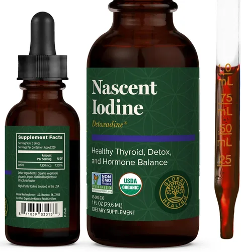 Suplemento Global HealinD detoxadine Nascent Iodine, 1 onza líquida.