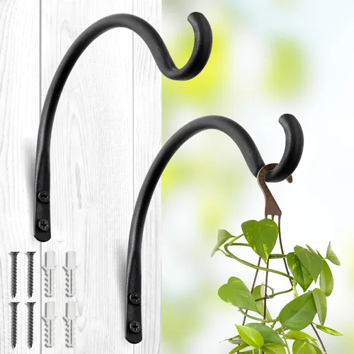 Miniatura 12 de Qiang Ni Colgador de plantas de alta resistencia, soporte de metal para plantas de montaje en pared de 16 pulgadas, 80 libras, para interiores