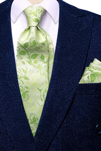 Miniatura 250 de Hi-Tie Corbatas de seda para hombre, diseño de cachemira a rayas, con bolsillo, gemelos cuadrados, conjunto formal de negocios