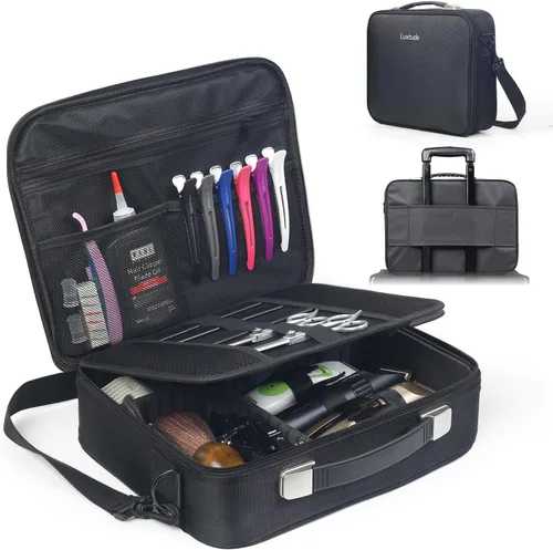 Miniatura 8 de Luxtude Estuche de peluquero grande, bolsas de peluquería duras para cortadoras y suministros, estuche de viaje para cortapelos y recortadoras