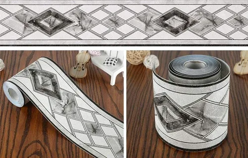 Miniatura 2 de Papel tapiz decorativo 3D impermeable, para decorar el borde del baño, la cocina, la encimera del salpicadero, 4 x 16.4 pies (estilo 1)