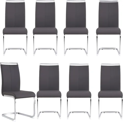 Miniatura 29 de gopop Juego de sillas de comedor, sillas modernas de metal con asiento acolchado de piel sintética, respaldo alto y patas cromadas resistentes, claro
