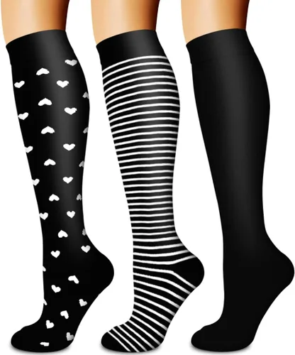 Miniatura 10 de Calcetines de compresión para mujeres y hombres (3 pares) – El mejor apoyo para enfermeras, correr, senderismo, recuperación y calcetines de vuelo
