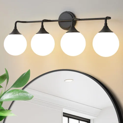 Miniatura 18 de Accesorios de Iluminación para Baño Negros, Iluminación Moderna de Tocador Sobre Espejo, Aplique de Pared Negro Mate Moderno de Mediados de Siglo