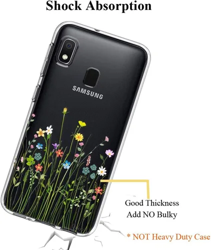Miniatura 6 de Unov Funda compatible con Galaxy A10e Galaxy A20e funda transparente con diseño de TPU suave, absorción de golpes, patrón delgado en relieve Flower