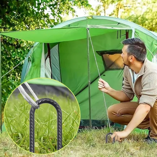 Miniatura 4 de AAGUT Juego de 8 estacas para trampolín de 16 pulgadas, kit de anclaje de amarre para trampolín de 3/8 pulgadas, resistente al viento, accesorios