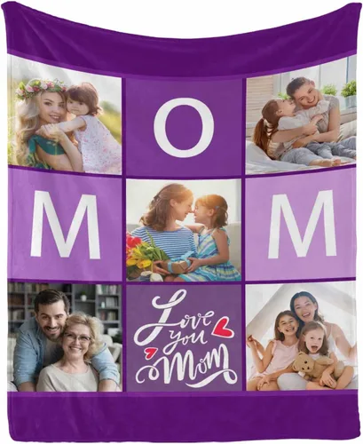 Miniatura 14 de InterestPrint Regalos personalizados para mamá, manta personalizada con fotos y fotos familiares, regalos de cumpleaños para el día de la madre