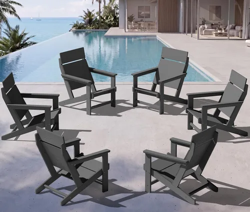 Miniatura 11 de SERWALL Sillas Adirondack modernas, sillas Adirondack HDPE sin tablas, respaldo sólido sillas de plástico para exteriores, textura similar a