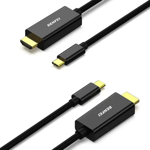 BENFEI Paquete de 2 cables USB C a HDMI de 6 pies, cable USB tipo C a HDMI, Thunderbolt 3/4 compatible con iPhone 15 Pro/Max, MacBook Pro/Air 2023,