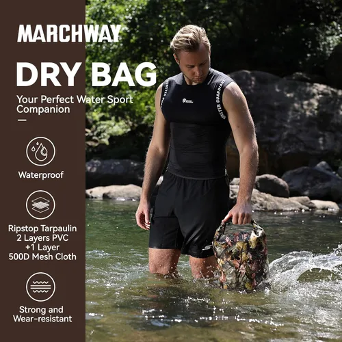 Miniatura 2 de MARCHWAY - Bolso seco flotante e impermeable 1.32/2.64/5.28/7.93/10.57 galones, parte superior enrollable, mantiene secos equipos de kayak rafting