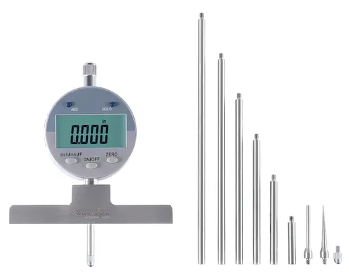 Miniatura 2 de Accusize Industrial Tools - Medidor de profundidad digital electrónico de 0-55.9 cm, en pulgadas/métrico/fraccional, con 2 puntos extra