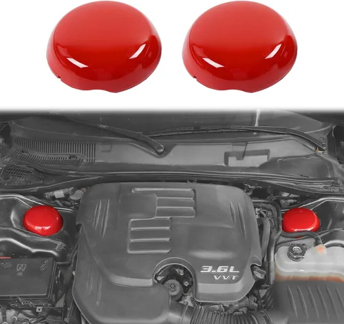 JWWY Cubierta colgante para compartimento del motor para Dodge Challenger Charger 2009-2024+, accesorios de motor ABS rojo, 2 piezas