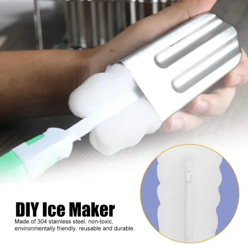 Miniatura 4 de Molde de paletas de acero inoxidable, moldes para paletas de hielo con estante, 55 palitos de bambú, cepillo de limpieza, 10 bolsas de burbujas (A)