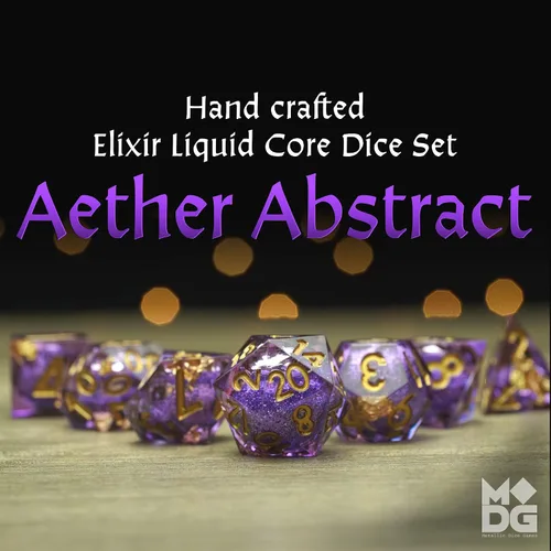 Miniatura 2 de FanRoll de Metallic Dice Games Aether - Juego de dados DND de núcleo líquido de elixir abstracto, juego de rol para Dungeons and Dragons