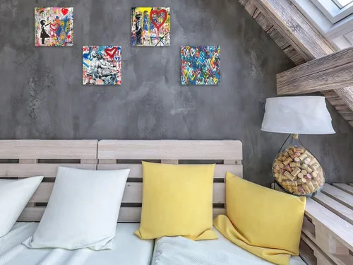 Miniatura 3 de Biufo Banksy - Lienzo decorativo para pared, arte callejero con grafiti pop para dormitorio, sala de estar, decoración de pared