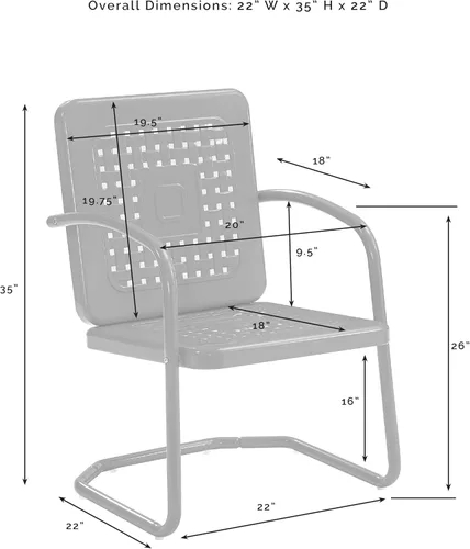 Miniatura 2 de Crosley Furniture Bates - Juego de 2 sillas para exteriores, sillas de patio de metal retro para comedor, porche, terraza, balcón, color rojo