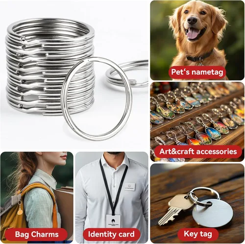Miniatura 6 de MAQIHAN 100 llaveros – Llavero de metal para llavero del hogar, coche, escuela, oficina, manualidades, perro y otros llaveros divididos de 1 pulgada