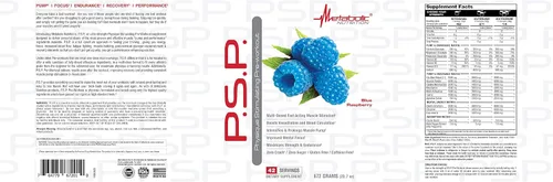 Miniatura 2 de Metabolic Nutrition P.S.P. Físico estimulante preentrenamiento 23.70 oz cero azúcar sin cafeína (frambuesa azul)