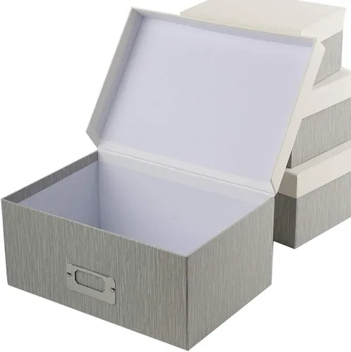 Miniatura 8 de Briful Juego de 2 cajas de almacenamiento de porcelana azul y blanca con tapas, elegantes cubos organizadores de anidación floral, juego de cajas
