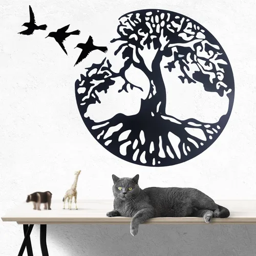Miniatura 7 de Arte de pared de metal con árbol de la vida, escultura de pared de árbol genealógico, arte de pared moderno para sala de estar, jardín, oficina