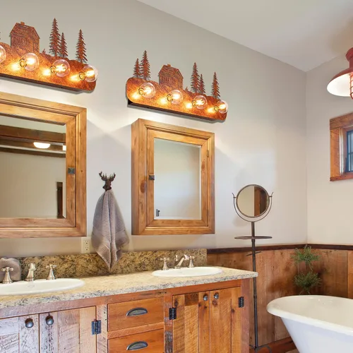 Miniatura 2 de TOCHIC Lámparas rústicas de baño, 4 luces de casa de campo sobre espejo regulable, apliques vintage occidentales para armarios de espejo, tocador