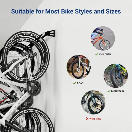 Miniatura 4 de FLEXIMOUNTS - Soporte de pared para 6 bicicletas, resistente, para hogar y garaje, capacidad hasta de 300 lb
