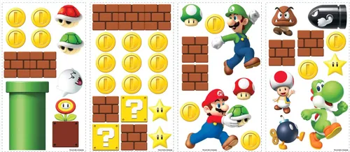 Miniatura 5 de RoomMates RMK2351SCS Nintendo New Super Mario Bros Adhesivos para pared de escena de construcción, multicolor