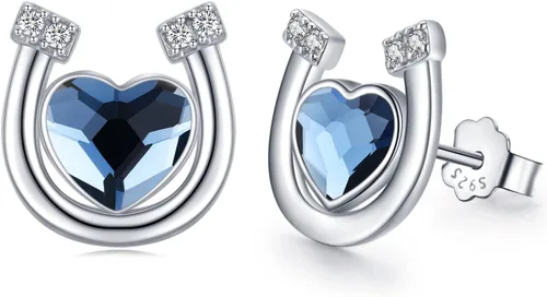 Aretes de herradura de plata de ley 925, hipoalergénicos, joyería de herradura, regalos para mujeres con orejas sensibles, Plata de ley, cristal