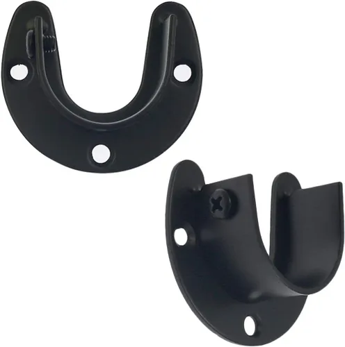 Miniatura 3 de 2 piezas de enchufe de varilla de acero inoxidable resistente, soporte para armario, soporte de barra de brida, soportes de extremo de barra