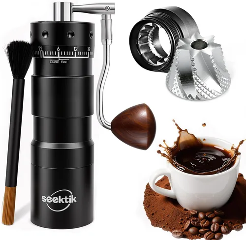 Molinillo de café manual con ajuste numérico externo ajustable, rebabas cónicas de acero inoxidable, manivela manual para café frío, expreso, prensa