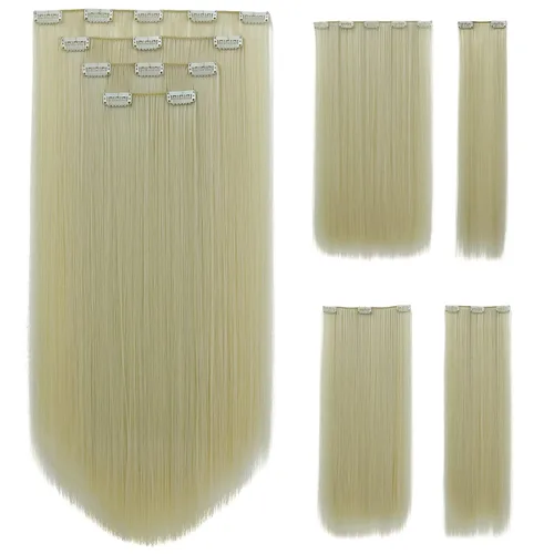 Miniatura 21 de Extensión de cabello negro oscuro, extensiones de cabello con clip, de 18 pulgadas, ondulado, sintético, 5.5 onzas, HSPCYGG de 22 pulgadas, cabello