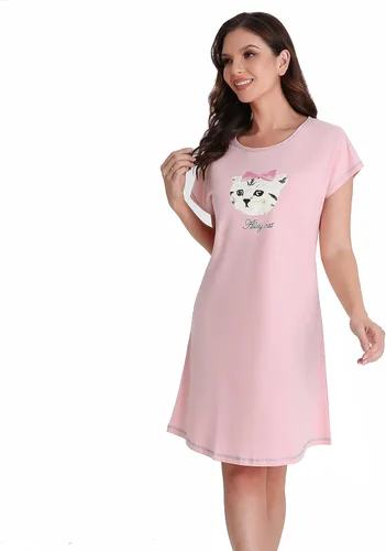 Miniatura 3 de ft FENTENG Camisón de cuello redondo para mujer casual manga corta algodón camisa camisa camisa camisa camisa camisa camisa camisa camisa