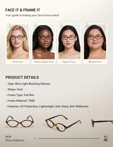 Miniatura 5 de TIJN Olisa Blue Light Blocking Glasses for Women Men,Oval Glasses Frame Bluelight Glasses for GamingComputerScreen