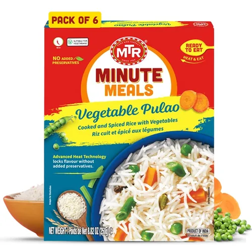 MTR Listo para comer: Pulao de verduras - Paquetes de arroz para microondas para comidas instantáneas - Arroz delicioso y nutritivo listo en minutos