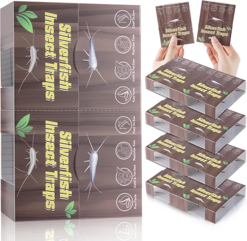 Trampa para insectos de pez plateado, 5 hojas de trampas para peces plateados para interiores para el hogar, no tóxico para hormigas ciempiés en