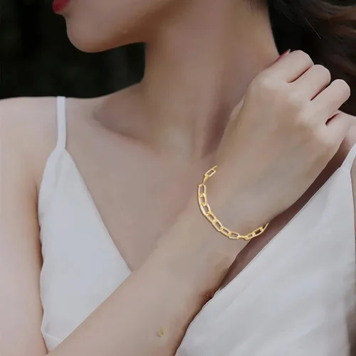 Miniatura 6 de Juego de pulseras de cadena de oro para mujer, delicadas pulseras de eslabones de cadena de clip en capas, pulseras apilables con textura, regalos