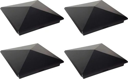 Miniatura 30 de Tapa de aluminio en forma piramidal para postes de madera, color negro (4 unidades)