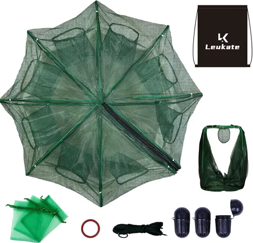 Miniatura 8 de Red de Pesca Plegable para Carnada y Pececillos - Red de Pesca Duradera para Pececillos, Cangrejos, Cangrejos de Río y Camarones - Diseñada