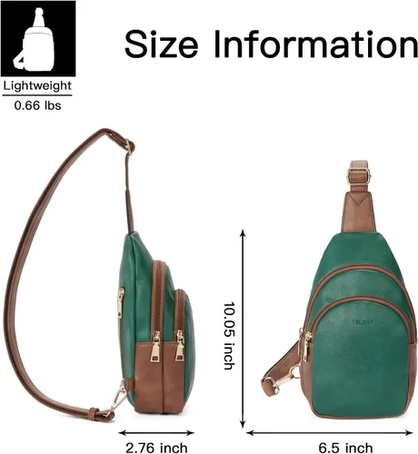 Miniatura 40 de Telena Riñonera pequeña para mujer, de cuero, cangureras, bolsa de pecho para mujer