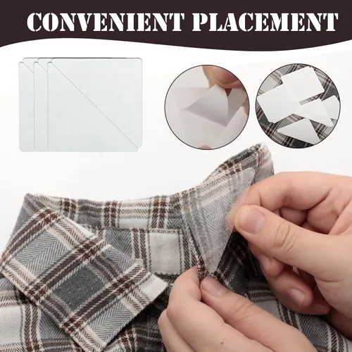 Miniatura 4 de 60 piezas de soporte de cuello para camisas de vestir y camisas polos de hombre, sin curvatura, borde antideformación, calcomanías de soporte